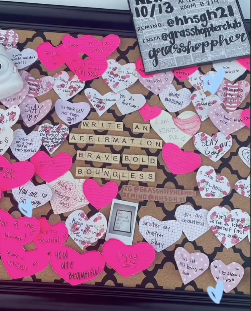 Bloom affirmation wall filled with supportive messages