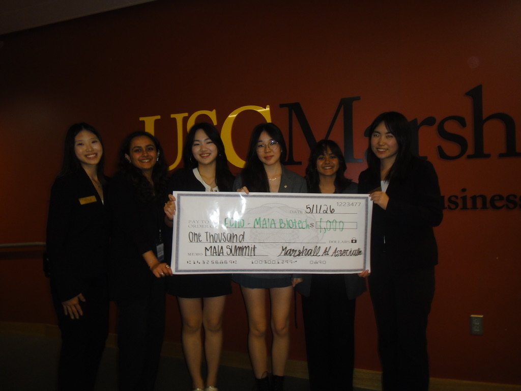Marshall AI Association biotechnology team at the Echo funding presentation